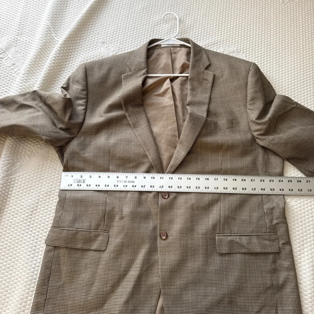Lauren Ralph Lauren Blazer 48L‎ Plaid Patch Brown Sport Coat Suit Jacket